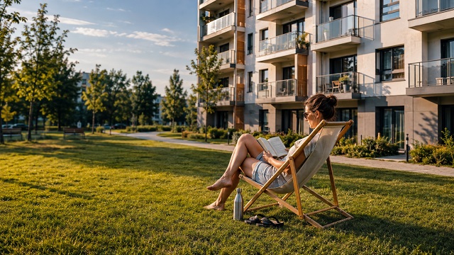 Plażowanie na wspólnym trawniku